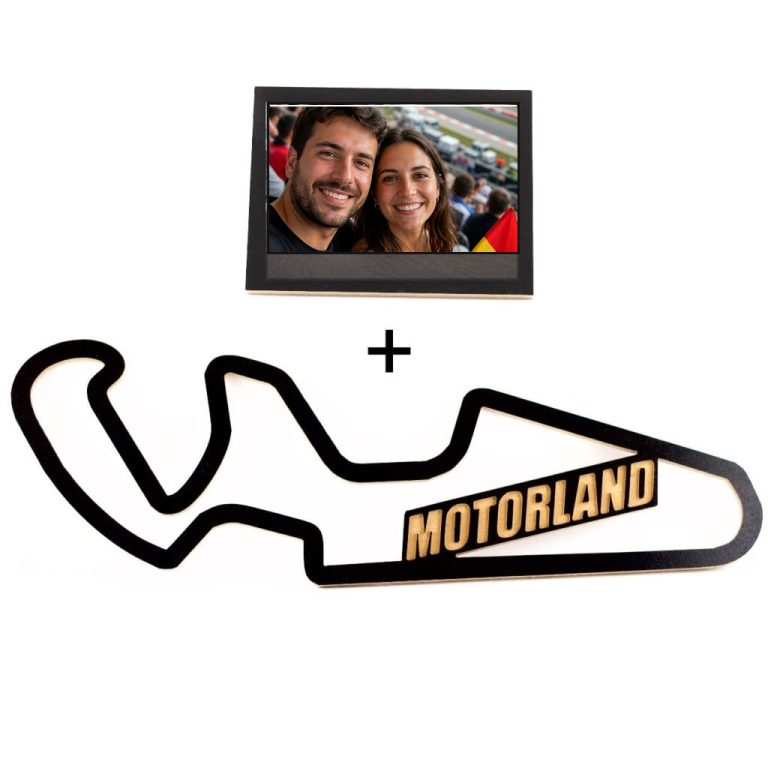 Circuito MotorLand Aragón en madera con marco para foto