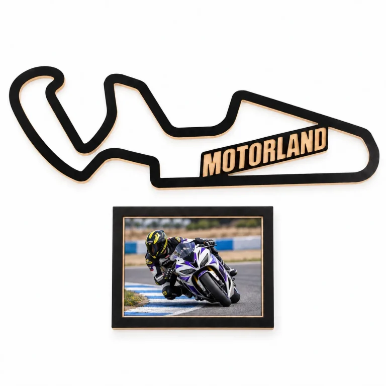 Circuito MotorLand Aragón en madera con marco para foto