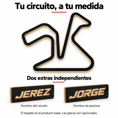 Circuito de madera personalizado: trazado de ejemplo y dos placas opcionales independientes