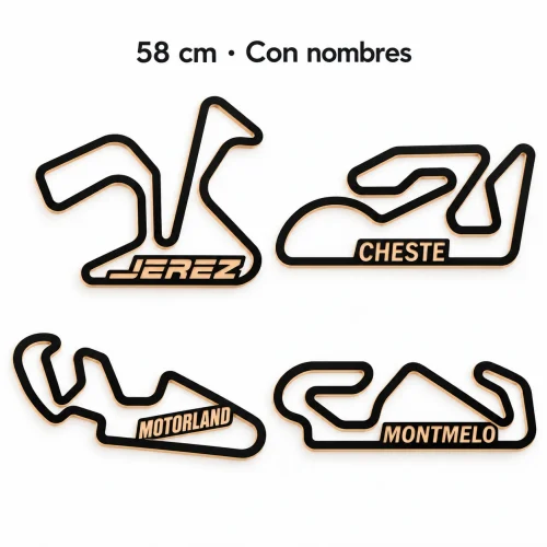 Pack de circuitos españoles en madera: 58 cm con nombres integrados